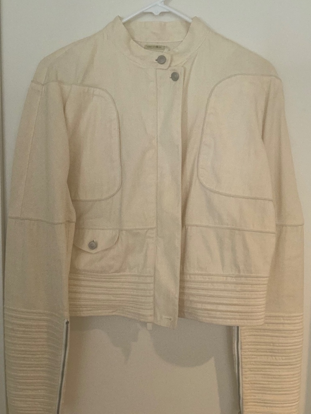 Max Studio Cream Colored Cropped Utility Jacket - Size Medium